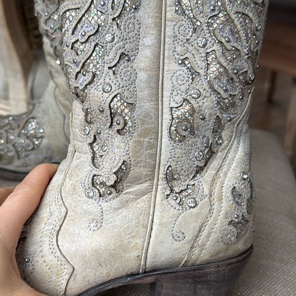 Corral Women's Glitter Inlay and Crystals Wedding Boots - Snip Toe size 6.5 - Picture 3 of 9